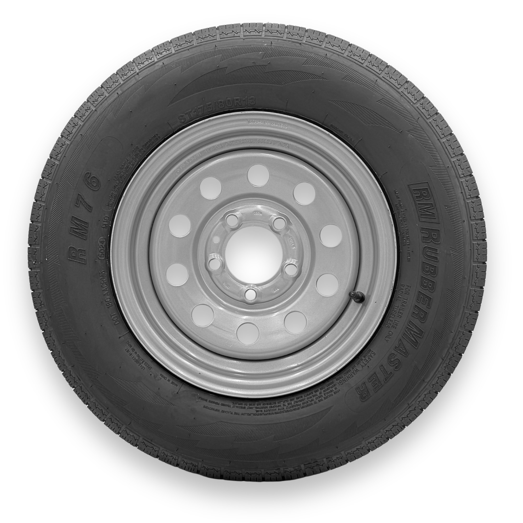 RubberMaster Highway Rib Tire — ST175/80R13, 6-Ply, TL, 5 on 4.5 Bolt, Silver Modular Wheel, Model# 599525SIL